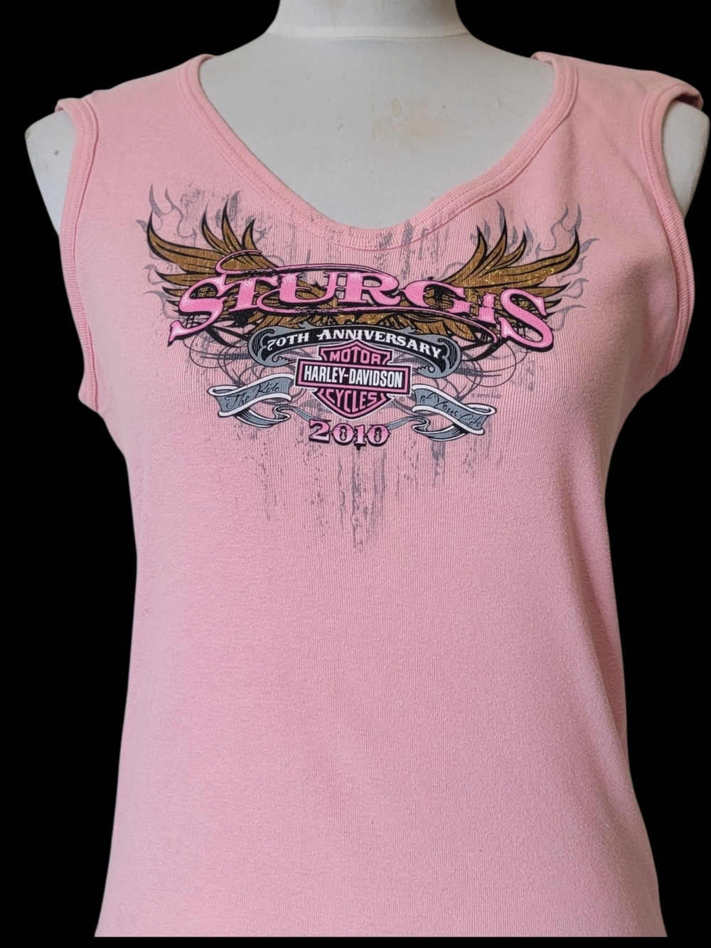 Harley-Davidson Women's M Pink Sturgis Sturgis 70th Anniversary Graphic Tank Top